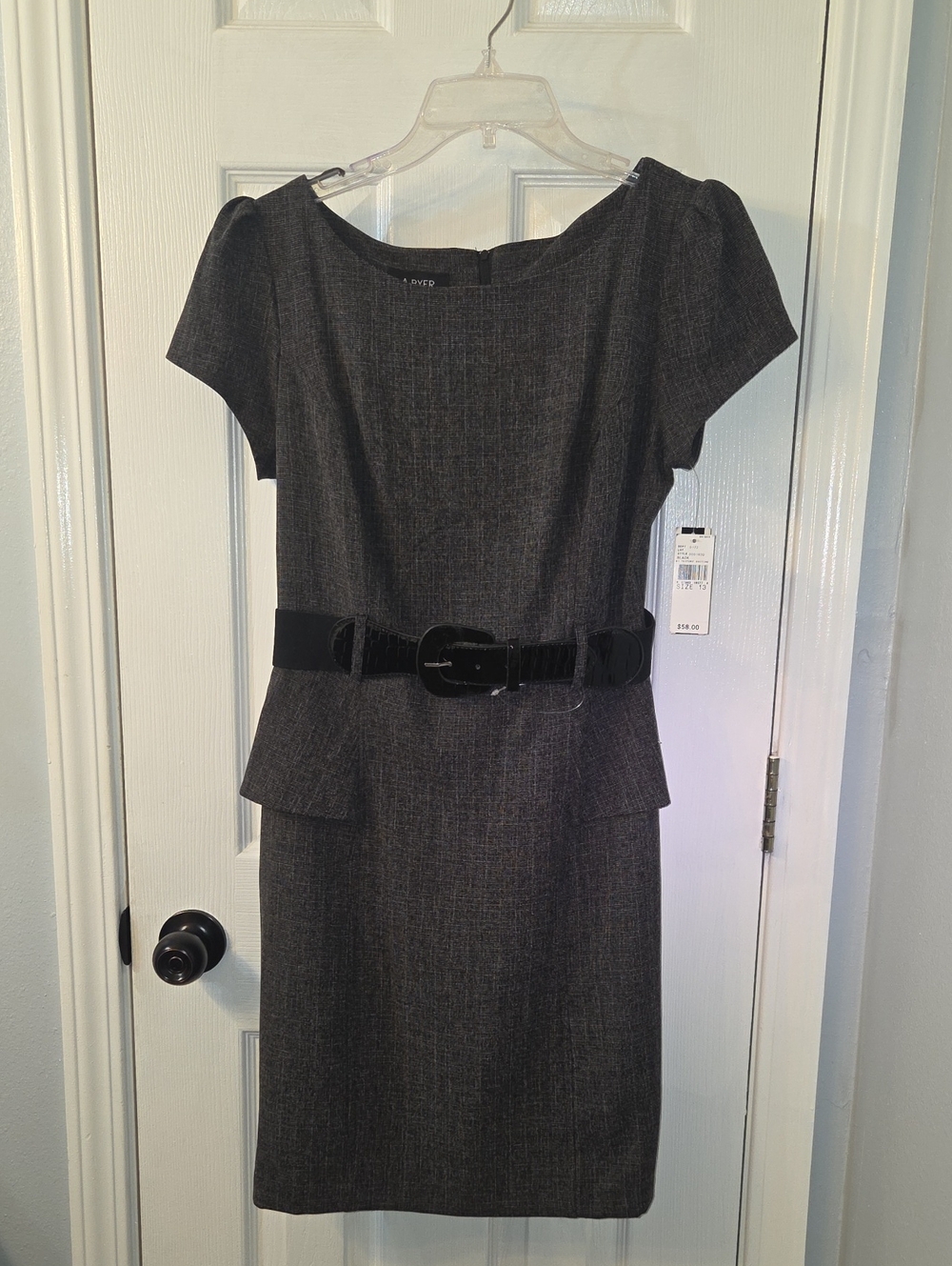 A. Byer Charcoal Gray Textured Fabric Dress
